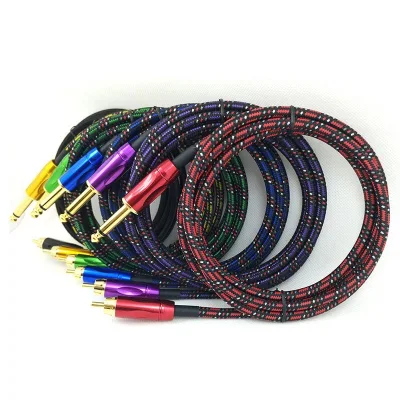 1.8m Nylon Snakeskin Copper Colorful RCA Interface Tattoo Clip Cord for Tattoo Machine Power Supply Tattoo Adapter